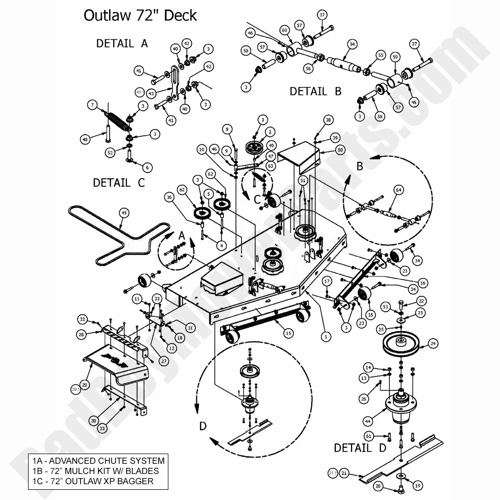 1659 - Bad Boy Mower Parts Lookup > 2017 > Outlaw XP > 72\" Deck Assembly
